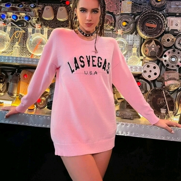 Letter Graphic Drop Shoulder Sweater Dress - Picture 3 of 6